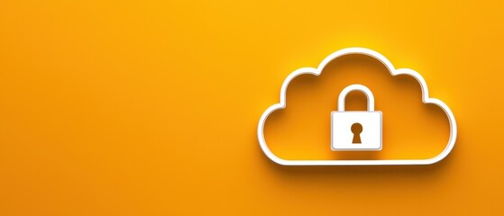 Endpoint cyber security defense. Cloud security concept with a padlock on a vibrant yellow background.