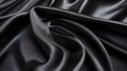 Fototapeta premium Elegant black silk fabric beautifully draped with smooth flowing curves