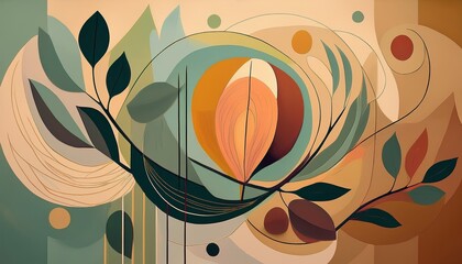 wallpaper illustration of abstract organic shapes in earthy color tones