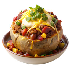 Loaded baked potato chili food isolated on transparent background