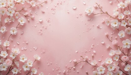 Obraz premium Delicate cherry blossom arrangement floral design background soft pink aesthetic nature
