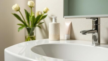 Set of cosmetics for personal hygiene on table