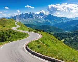 A scenic view of a winding mountain road.