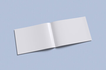 Landscape Brochure or Magazine with blue background color for mockup template