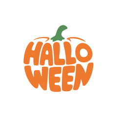 Pumpkin shape inside halloween text word vector design