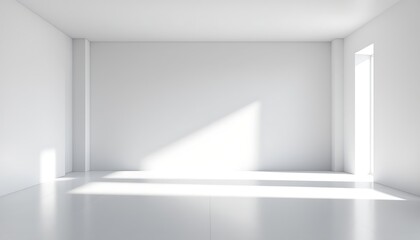 Fototapeta premium Bright Empty Room Interior with Sunlight Streaming Through Window