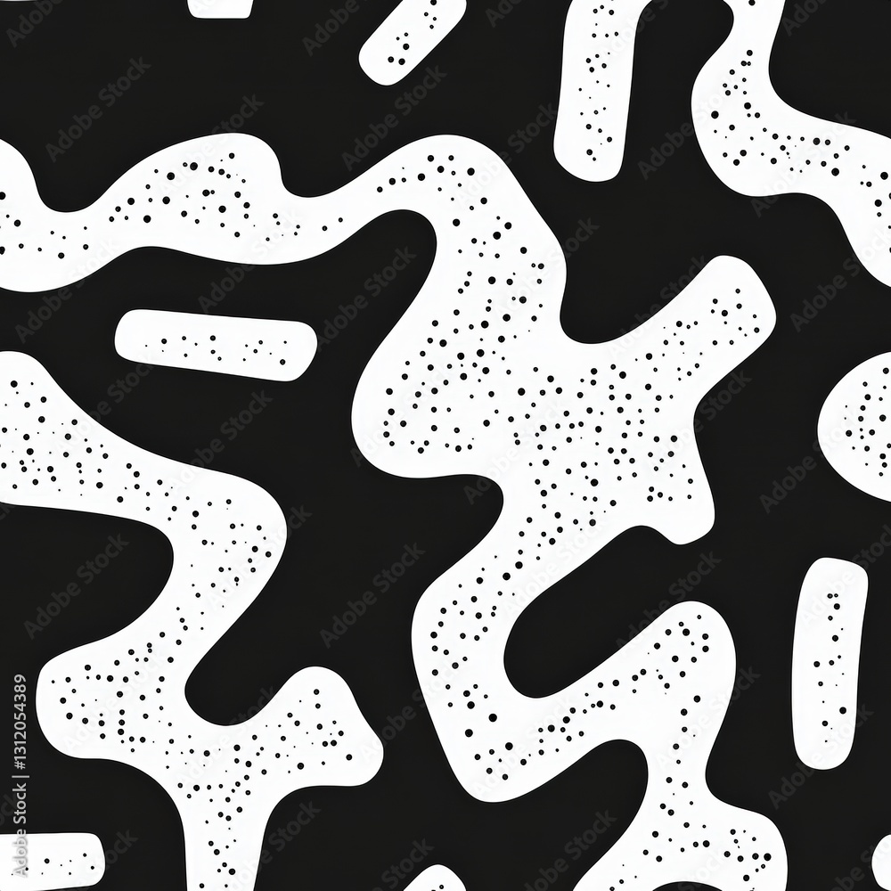 Poster seamless intricate black and white pattern featuring geometric shapes and lines creating a unique vi