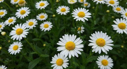 Vibrant Field of Daisies Blooming White Flowers Close Up Nature Photography