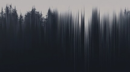 Abstract forest line art motion blur creating a sense of mystery