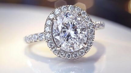 Dazzling Oval Halo Diamond Engagement Ring