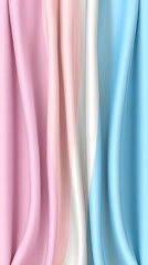 Soft Colorful Drapes in Pastel Pink, Blue, and White Waves Creating a Gentle Flowing Texture