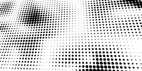 Halftone faded gradient texture. Grunge halftone grit rbackground. White and black sand noise wallpaper.  perspective