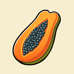 Papaya fruit with exotic seeds
