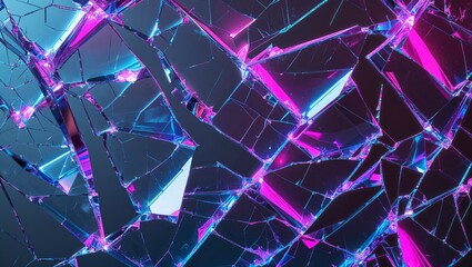 Neon shattered glass texture with dynamic cracks, wallpapers