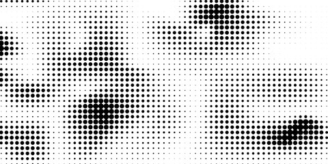 Halftone faded gradient texture. Grunge halftone grit background. White and black sand noise wallpaper. Retro pixilated vector backdrop