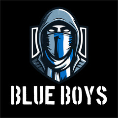 Illustration Logo vector of Ultras hooligan football fans with blue white color 