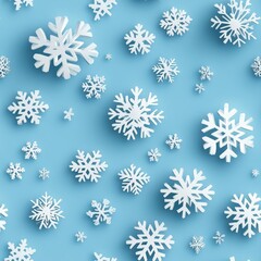 Seamless Gorgeous snowflakes on a soft blue background capturing the essence of winter and creating a dreamy atmosphere
