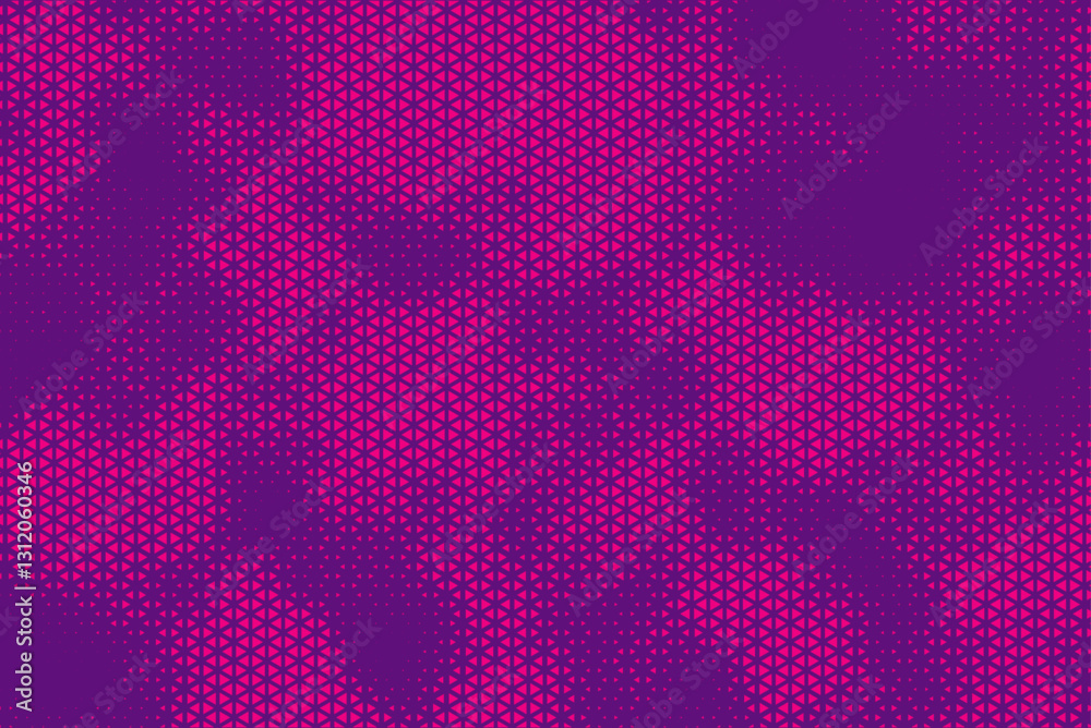 Fototapete Triangular Halftone Texture Retrowave Vector Geometric Technology Abstract Purple and Pink Background. Half Tone Triangles Retro Colored Pattern. Minimal 80s Style Dynamic Tech Structure Wallpaper