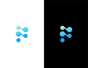 Fototapeta premium Modern letter F dot or F connecting dots logo concept vector icon