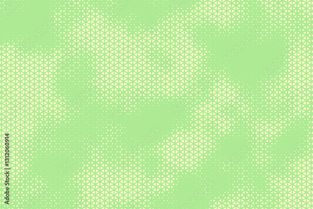 Poster Triangular Halftone Texture Retrowave Vector Geometric Technology Abstract Light Green Background. Half Tone Triangles Retro Colored Pattern. Minimal 80s Style Dynamic Tech Structure Wallpaper