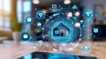 A smart home with devices seamlessly interacting with each other.