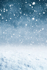 Fototapeta premium Beautiful winter snowfall in serene natural landscape with falling snowflakes