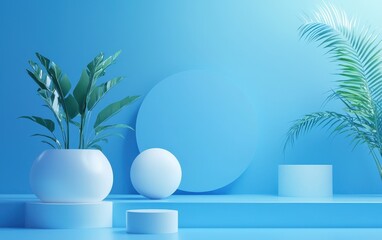 3D minimalistic blue background