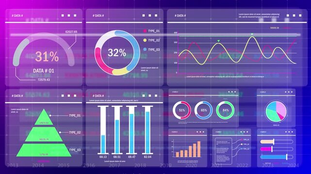 Business data Analytics dashboard Technology Overlay, Futuristic Design for Financial and business concepts, 4K Motion video