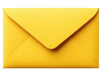 Bright yellow envelope resting on a flat surface, perfect for sending letters or greeting cards, showcasing a vibrant and cheerful color