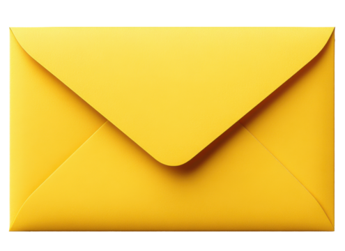 Bright yellow envelope resting on a flat surface, perfect for sending letters or greeting cards, showcasing a vibrant and cheerful color