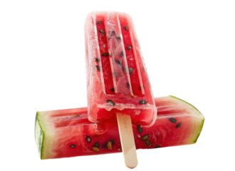 Refreshing watermelon popsicles made with fresh fruit and natural flavors on a bright summer day at the beach