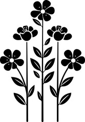 Flower vector black and white illustration