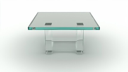 Modern glass coffee table isolated on white background