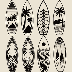 Vintage Surfboard Illustrations 