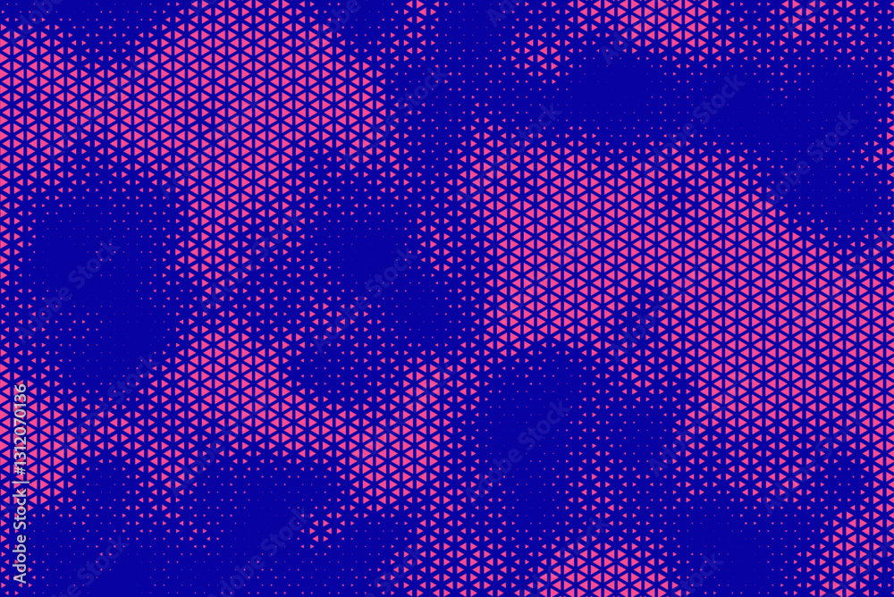 Poster Triangular Halftone Texture Retrowave Vector Geometric Technology Abstract Blue and Green Background. Half Tone Triangles Retro Colored Pattern. Minimal 80s Style Dynamic Tech Structure Wallpaper