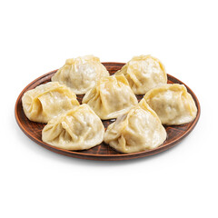 Manti with meat, on a white background, isolated.