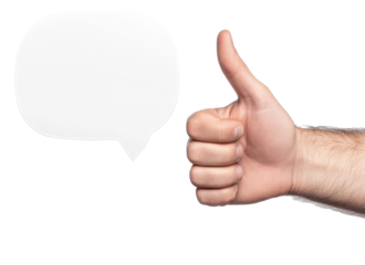 Hand giving a thumbs up gesture indicating approval and support in a digital communication context