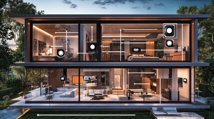 Smart home technology system in modern house.