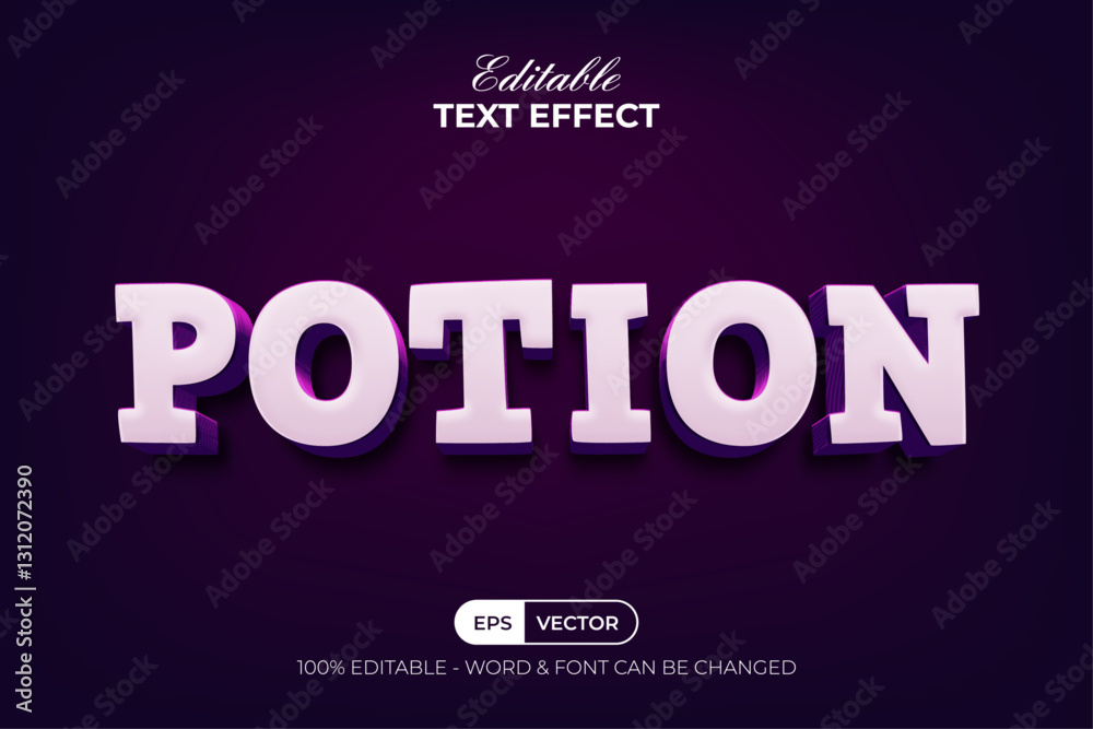 Poster potion text effect 3d style. editable text effect.