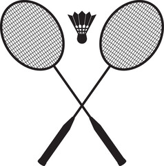 badminton racket and shuttlecock icon vector sheet