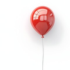 Obraz premium Red balloon floats on white background