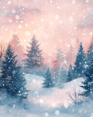 Naklejka premium winter landscape with trees and snow