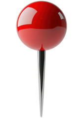 Bright red push pin embedded in a white surface, suggesting organization and categorization in an office environment