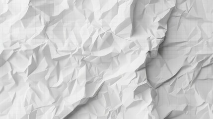 Obraz premium a highly detailed rendering of crumpled white paper featuring faint grid lines. The image should showcase the intricate folds and creases