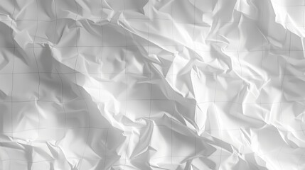 a highly detailed rendering of crumpled white paper with a subtle grid overlay