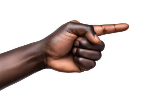 Hand raised gesturing to the right emphasizing direction while conveying a clear message in a neutral setting - Powered by Adobe