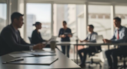 Fototapeta premium soft blurred. A diferent office with professionals in discussion