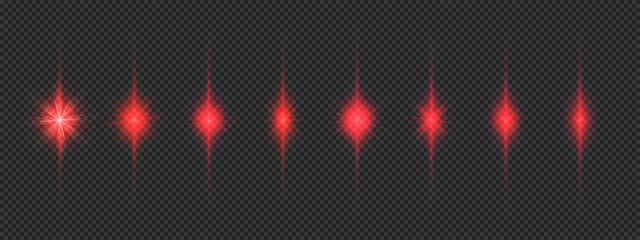 Set of red light effects of lens flares