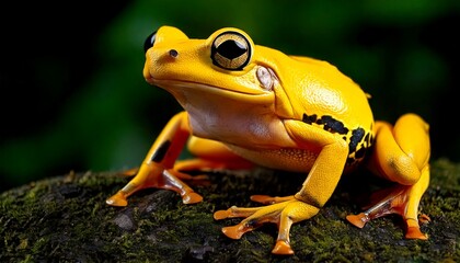 Naklejka premium Close Up Photo of a Yellow Frog
