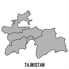 Tajikistan map in grey style isolated on white background. Vector illustration.
